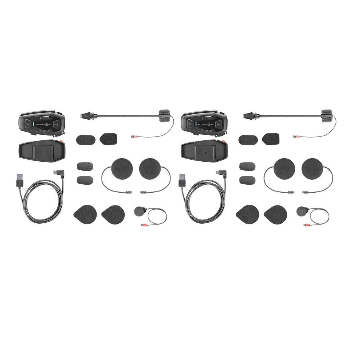 Interphone UCOM8R - Dual Paquet de Moto avec Communication Mesh 2.0, jusqu'à 24 Pilotes, 1,6 km de Distance, autonomie de 18 h, TFT et GPS compatibles, étanche, Haut-Parleur HD 40 mm