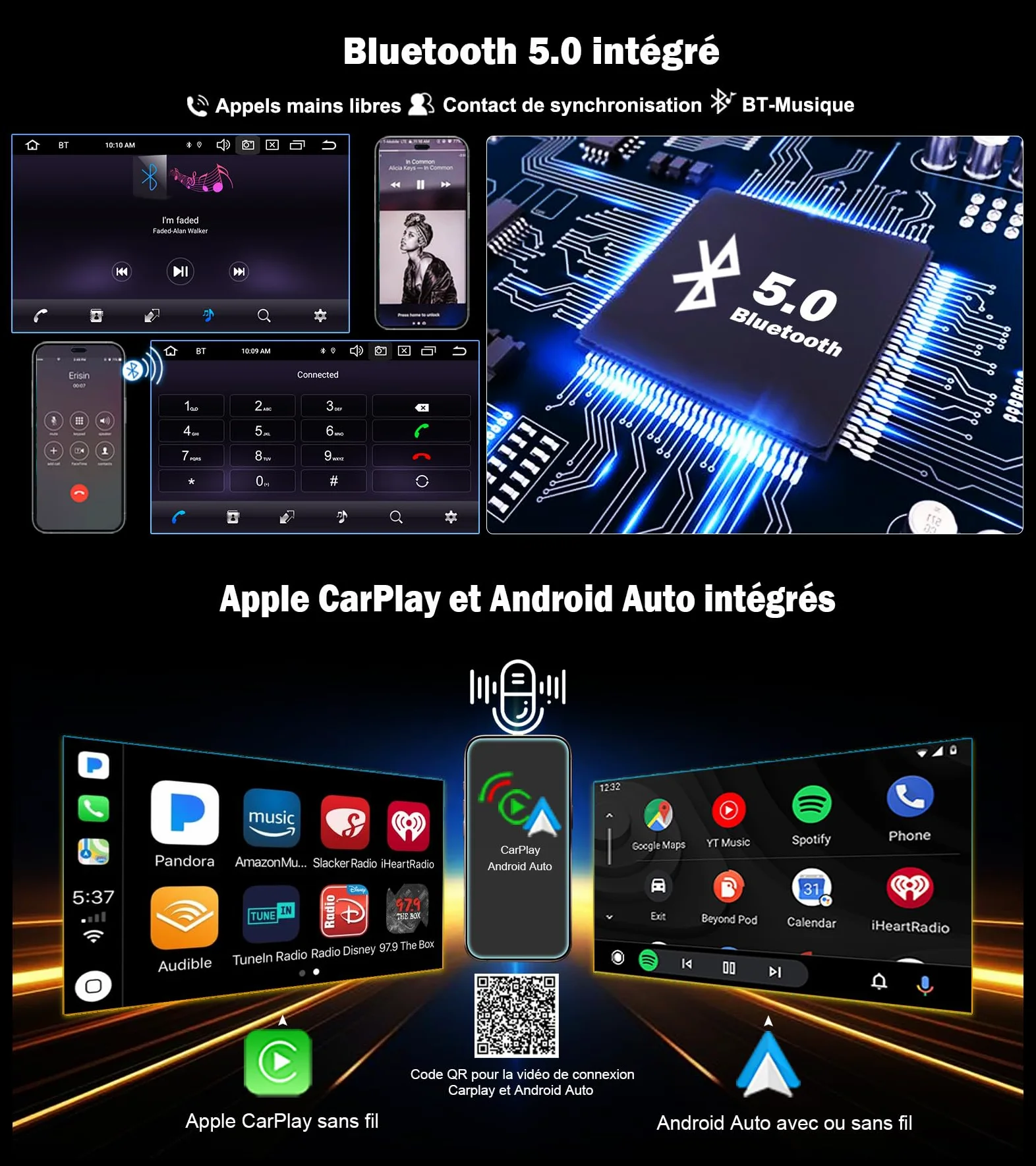 Erisin Android 16 Autoradio CarPlay pour Ford Focus C-Max S-Max Galaxy Kuga