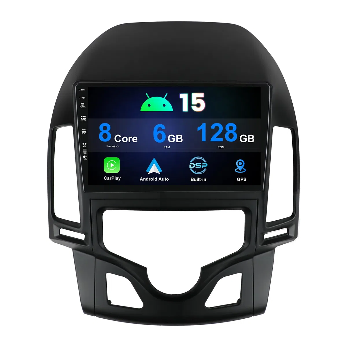 [6GB+128GB] Autoradio 8 Core Android 15 pour Hyundai I30 2006-2011 CarPlay sans Fil/Android Auto/DSP -Caméra+MIC- 10 Pouces IPS 2 Din - RDS BT Dab SWC