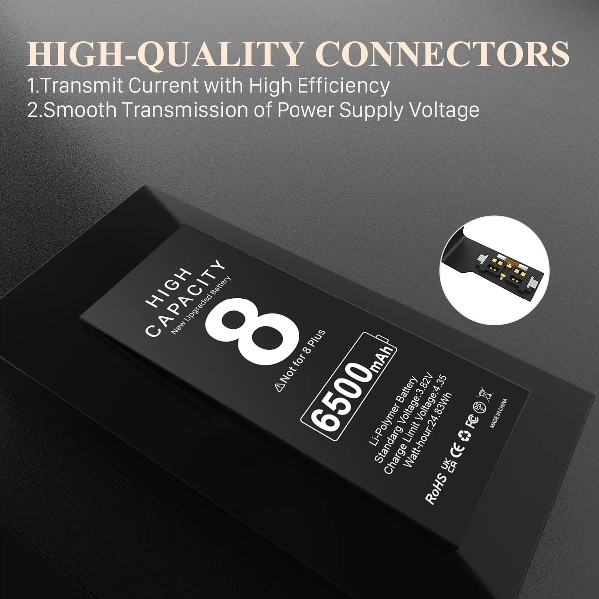 [6500mAh] Batterie pour iPhone 8, Batterie de Remplacement Haute capacité pour iPhone 8 A1863, A1905, A1906 avec kit d'outils de réparation