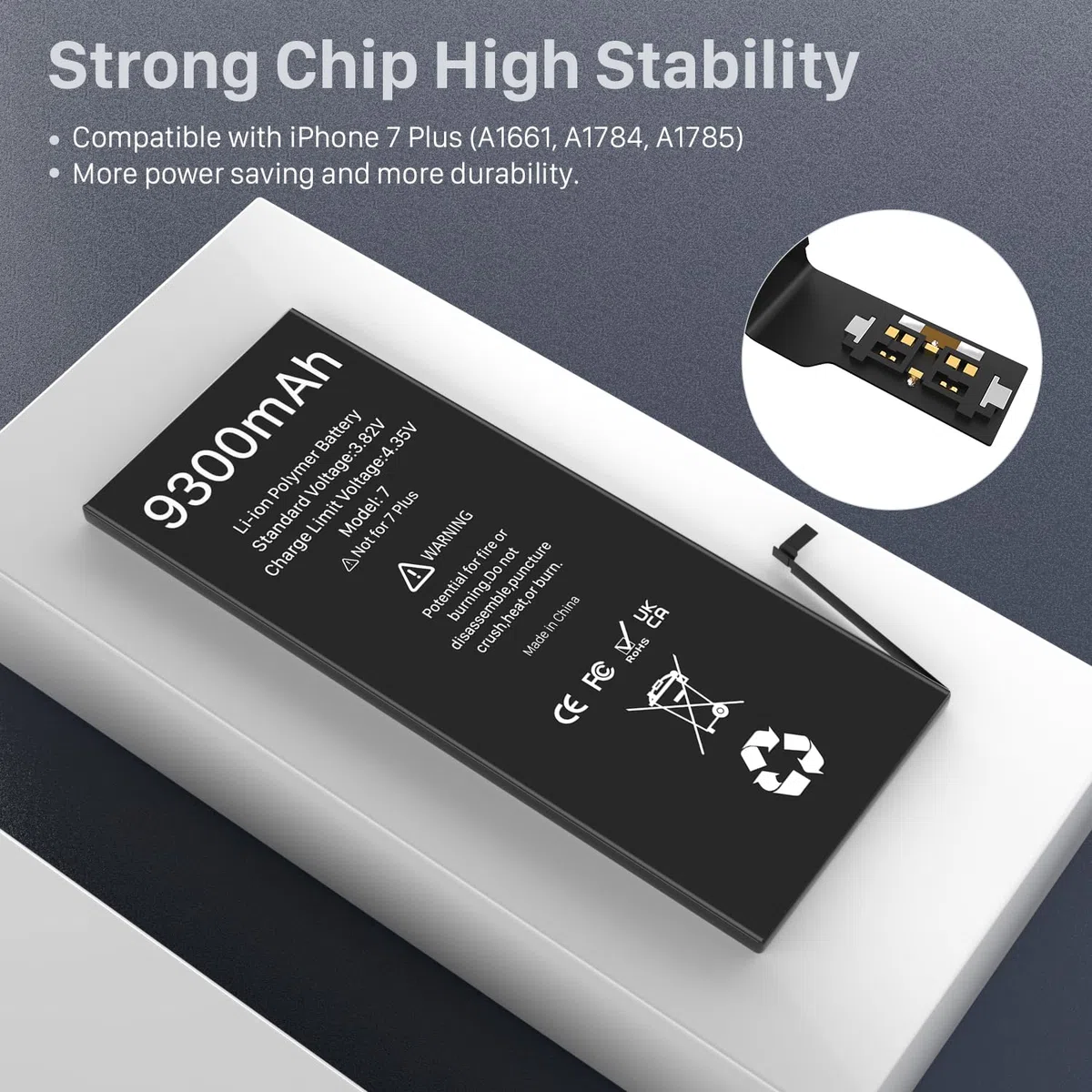 LCLEBM Batterie pour iPhone 7, 9300 mAh (Nouvelle Version 2026) Batterie de Remplacement Haute capacité améliorée pour iPhone 7,A1660, A1778, A1779 avec kit de réparation Complet