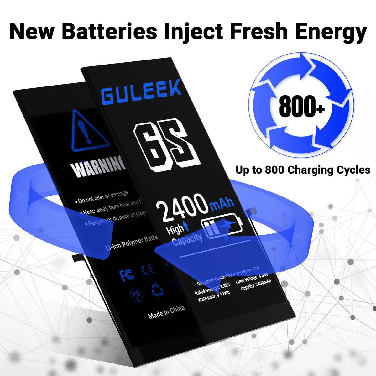 Batterie pour iPhone 6S, 2400mAh Haute Capacité Réelle, Kit Remplacement Complet avec Outils et Guide