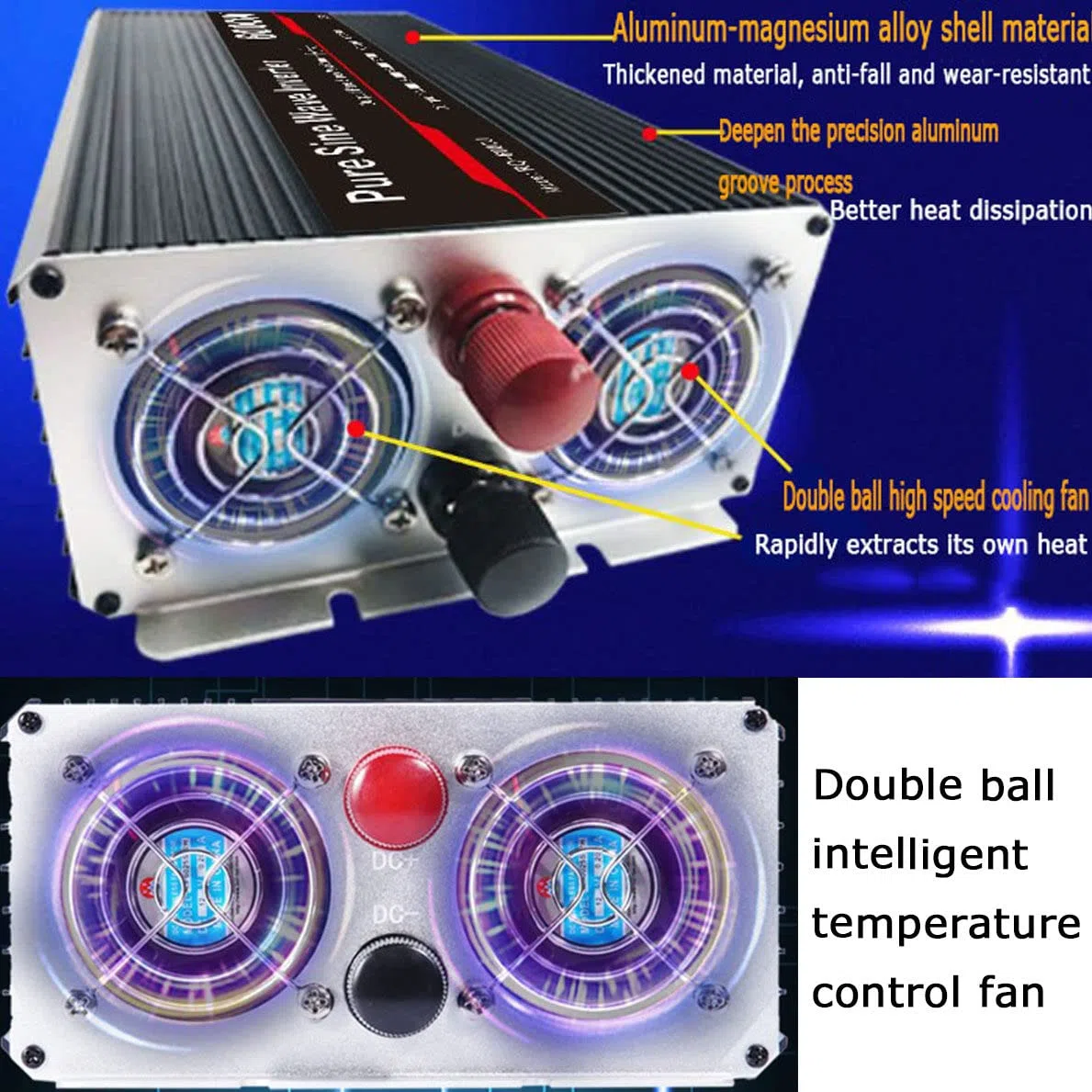 Onduleur sinusoïdal Pur, convertisseur de Tension 3000W/4000W/5000W/6000W/8000W/12000W Convertisseur DC 12V / 24V / 60V / 72V vers AC 220V,5000W-24V