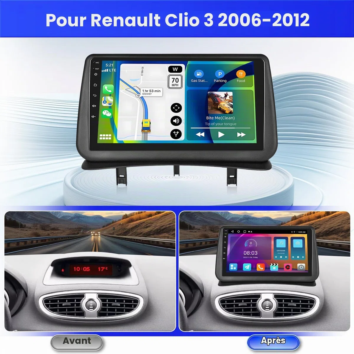 Inefala 2G+64G 9'' Android 15 Radio pour Renault Clio 3 2006-2012