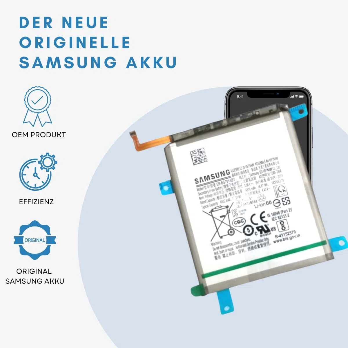 Batterie d'origine EB-BG781ABY pour Samsung Galaxy S20 FE G780 G781 5G | Smartphone GH82-24205A | Pile au Lithium-ION | 3.86V 4500mAh | Piles de Remplacement de Marque