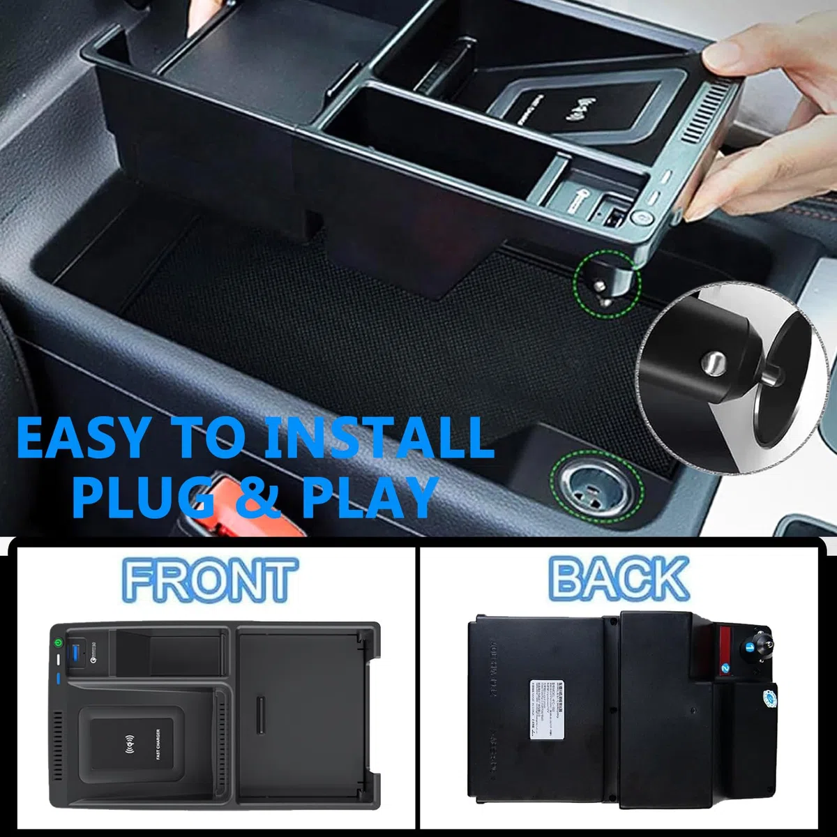 Chargeur sans Fil pour Voiture A4/S4/S5/RS4/A4L/A5/RS5 2017-2024, Accessoires de Console Centrale, Chargeur sans Fil 15 W et Chargeur Rapide USB 27 W.