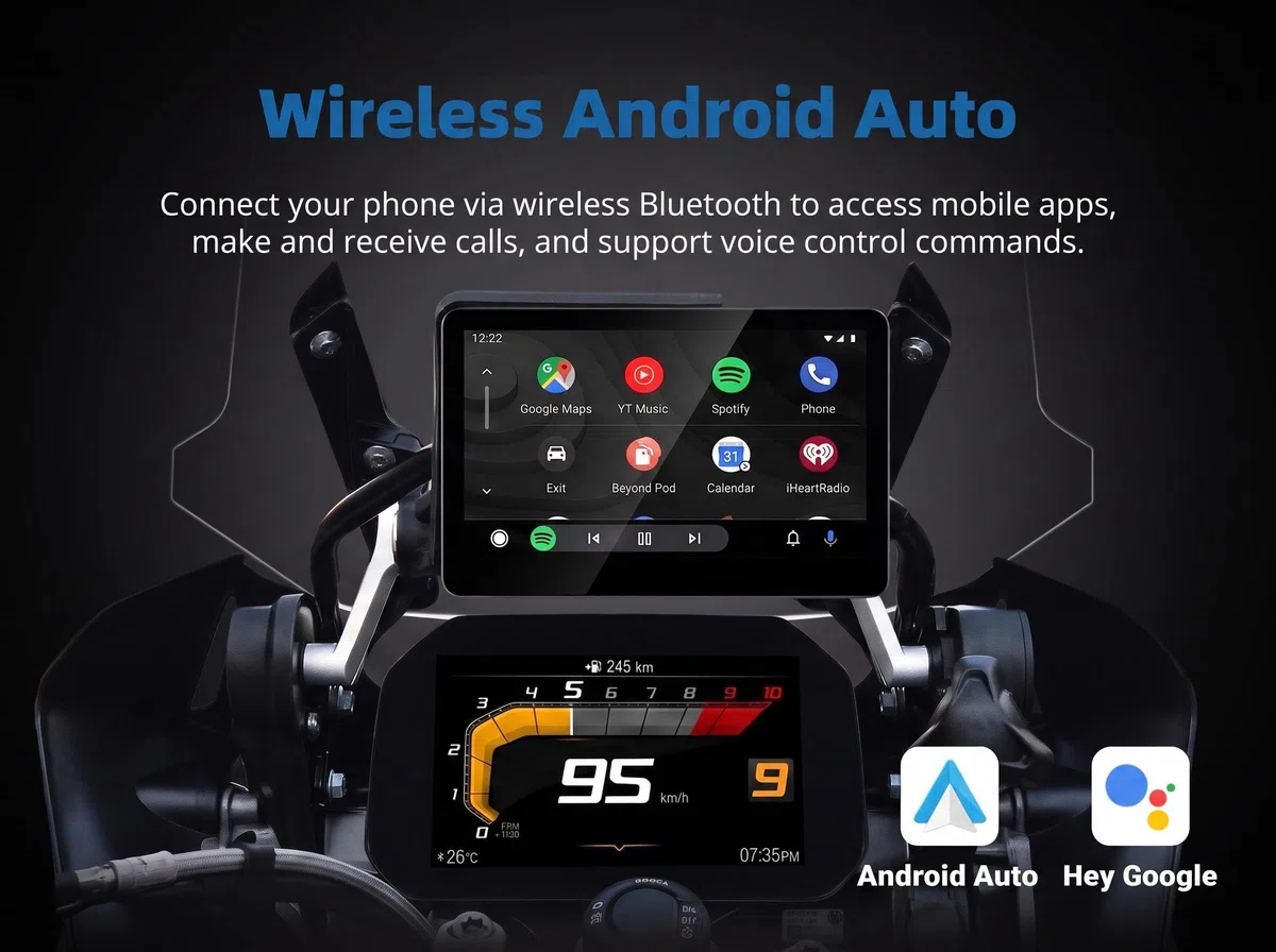Écran de moto en aluminium de 15,7 cm pour BMW R1200GS R1250GS R1300GS F850GS F900, affichage automatique sans fil CarPlay et Android (sans support/pas de GPS autonome), compatible avec la