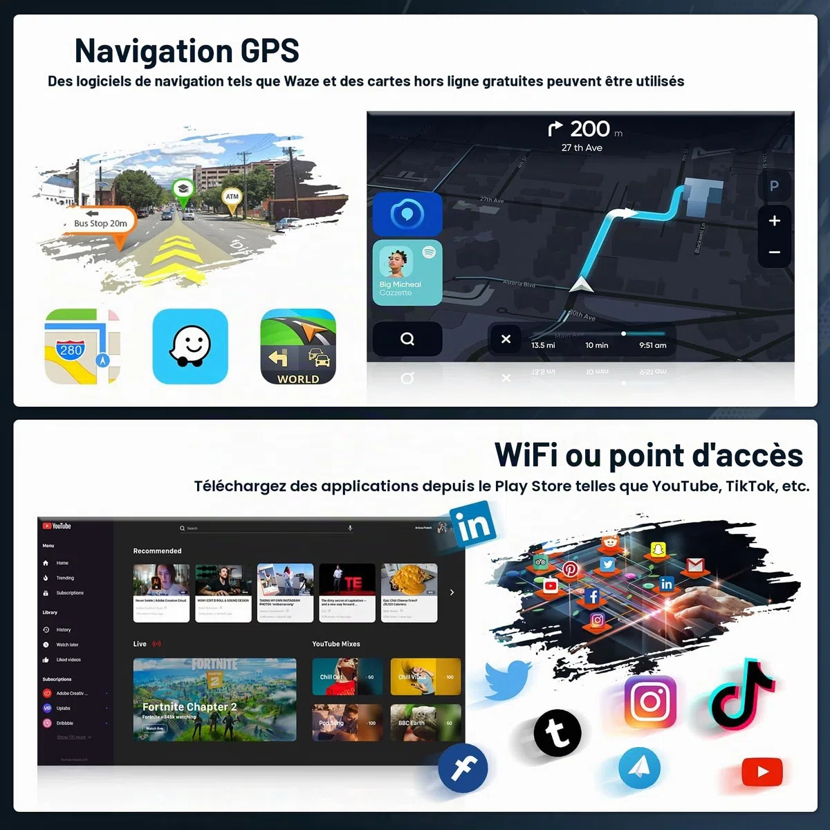Inefala 4+64G 9'' Android 15 Radio pour BMW X5 E53 1999