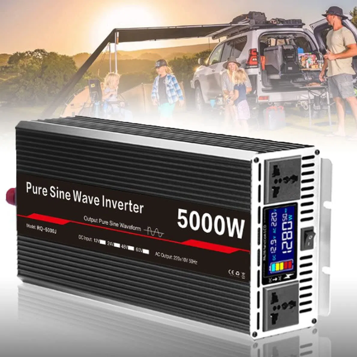 Onduleur sinusoïdal Pur, convertisseur de Tension 3000W/4000W/5000W/6000W/8000W/12000W Convertisseur DC 12V / 24V / 60V / 72V vers AC 220V,5000W-24V
