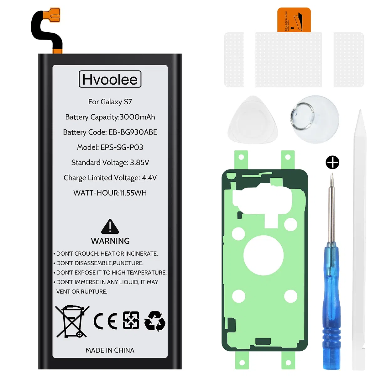 Batterie de Rechange Interne 3000 mAh pour Samsung Galaxy S7, Batterie de Rechange Haute capacité, Batterie de téléphone Portable, kit de réparation de Batterie Samsung Puissant