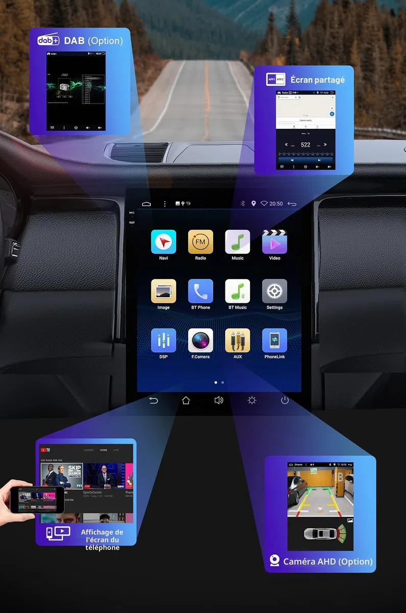 (6GB+128GB) Autoradio 9.7" IPS Android 15 pour Ford Kuga Escape C-Max (2013-2017) GPS Caméra+MIC 2 DIN DSP/Commande au Volant/WiFi/Bluetooth/Mirrorlink/RDS/USB Soutien Dab