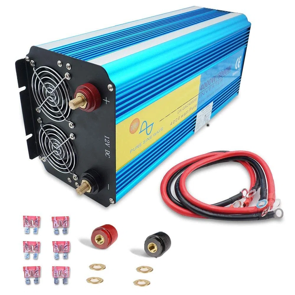 Convertisseur Pur Sinus 2000W-DC 12V à AC 220V/230V Onduleur-2 Prise EU de Courant Alternatif et 1 Port USB. Puissance de Pointe 8000W transformateur de Tension Voiture Power Inverter