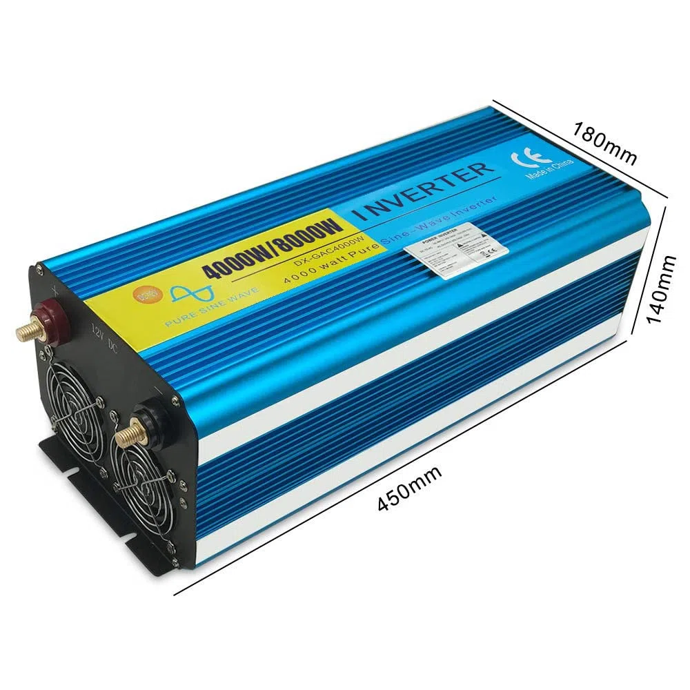 Convertisseur Pur Sinus 2000W-DC 12V à AC 220V/230V Onduleur-2 Prise EU de Courant Alternatif et 1 Port USB. Puissance de Pointe 8000W transformateur de Tension Voiture Power Inverter