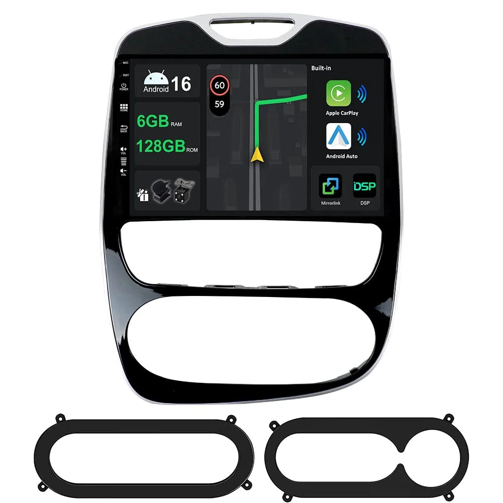 Kec 10.1" [6G+128G] Android 16 Autoradio pour Renault Clio 4 Zoe 2013-2019 avec sans Fil Carplay Android Auto | DSP | Mirror Link | 8-Core IPS Écran Tactile Bluetooth 5.0 GPS Navi WiFi FM