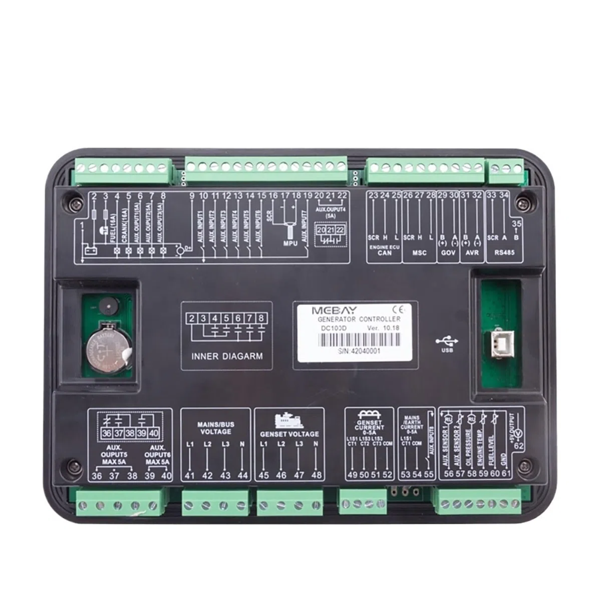 Contrôleur parallèle de Groupe électrogène DC102D DC100D, Module de Commande de Moteur LCD, Interface de Communication RS485 Can, pièces de générateur(DC102D)