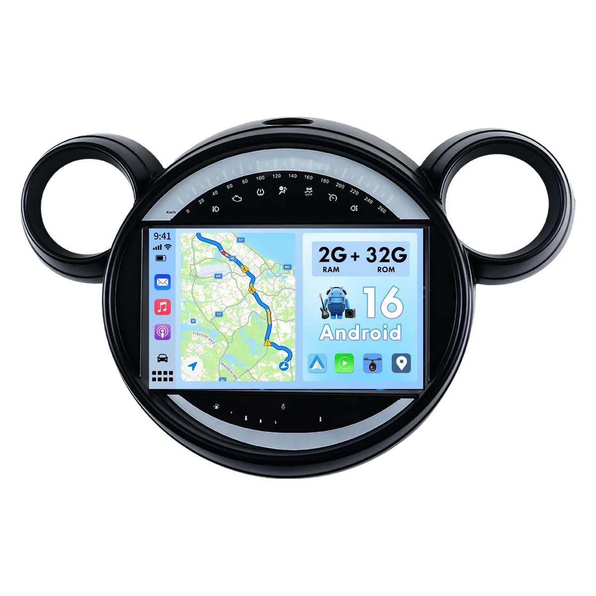 Autoradio pour BMW Mini Cooper Countryman R60 2010-2016 Autoradio Android 16 GPS Navigation avec Commande au Volant BT 5.0 Lien Miroir GPS WiFi CarPlay