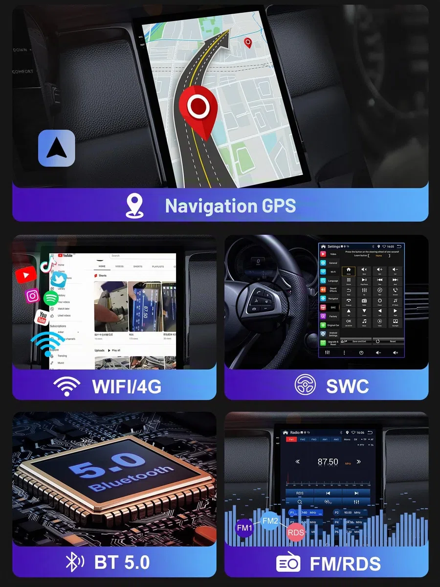 (6GB+128GB) Autoradio 9.7" IPS Android 15 pour Ford Kuga Escape C-Max (2013-2017) GPS Caméra+MIC 2 DIN DSP/Commande au Volant/WiFi/Bluetooth/Mirrorlink/RDS/USB Soutien Dab