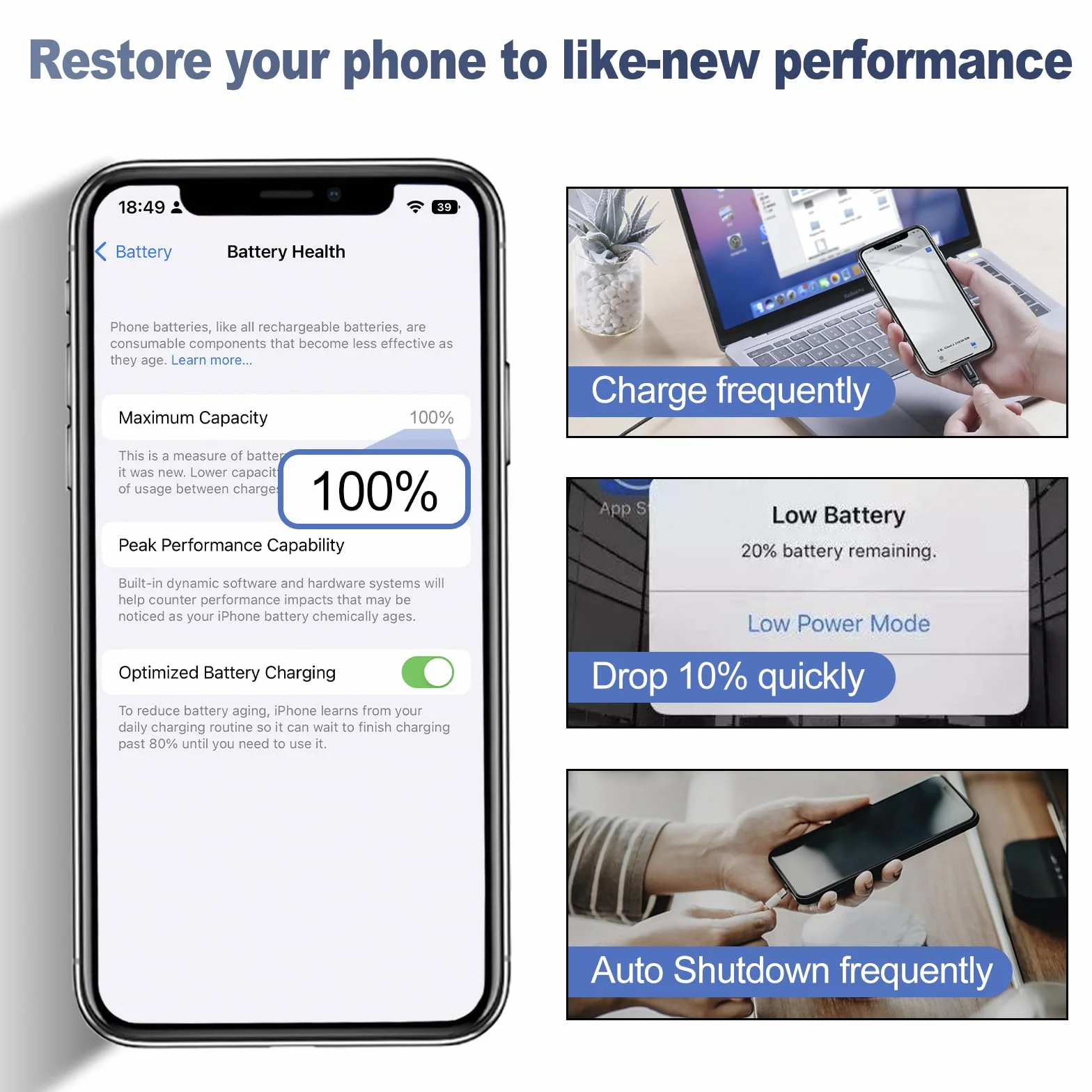 Batterie pour iPhone 11, 4500mAh Batterie de Remplacement Lithium Li-ION Haute Capacité, Batterie Interne pour iPhone 11 pour modèle A2111, A2221, A2223 avec Kit d'Outils de Remplacement