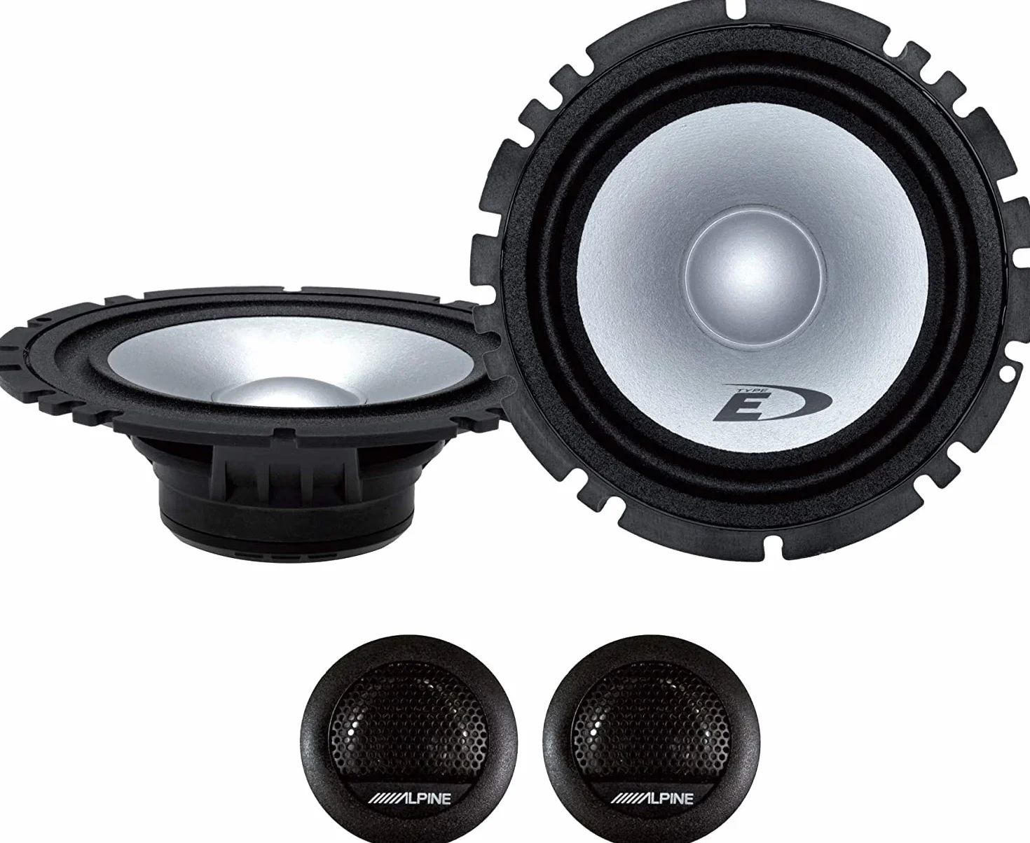 Kit 6 Enceintes Boîtiers ALPINE SXE-1750S + SXE-1025S pour Fiat Punto (188) / Grande Punto (199)/EVO avec 2 supports avant, 2 supports arrière et 4 connecteurs