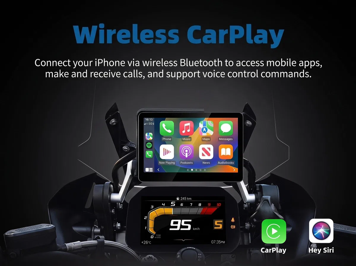Écran de moto en aluminium de 15,7 cm pour BMW R1200GS R1250GS R1300GS F850GS F900, affichage automatique sans fil CarPlay et Android (sans support/pas de GPS autonome), compatible avec la
