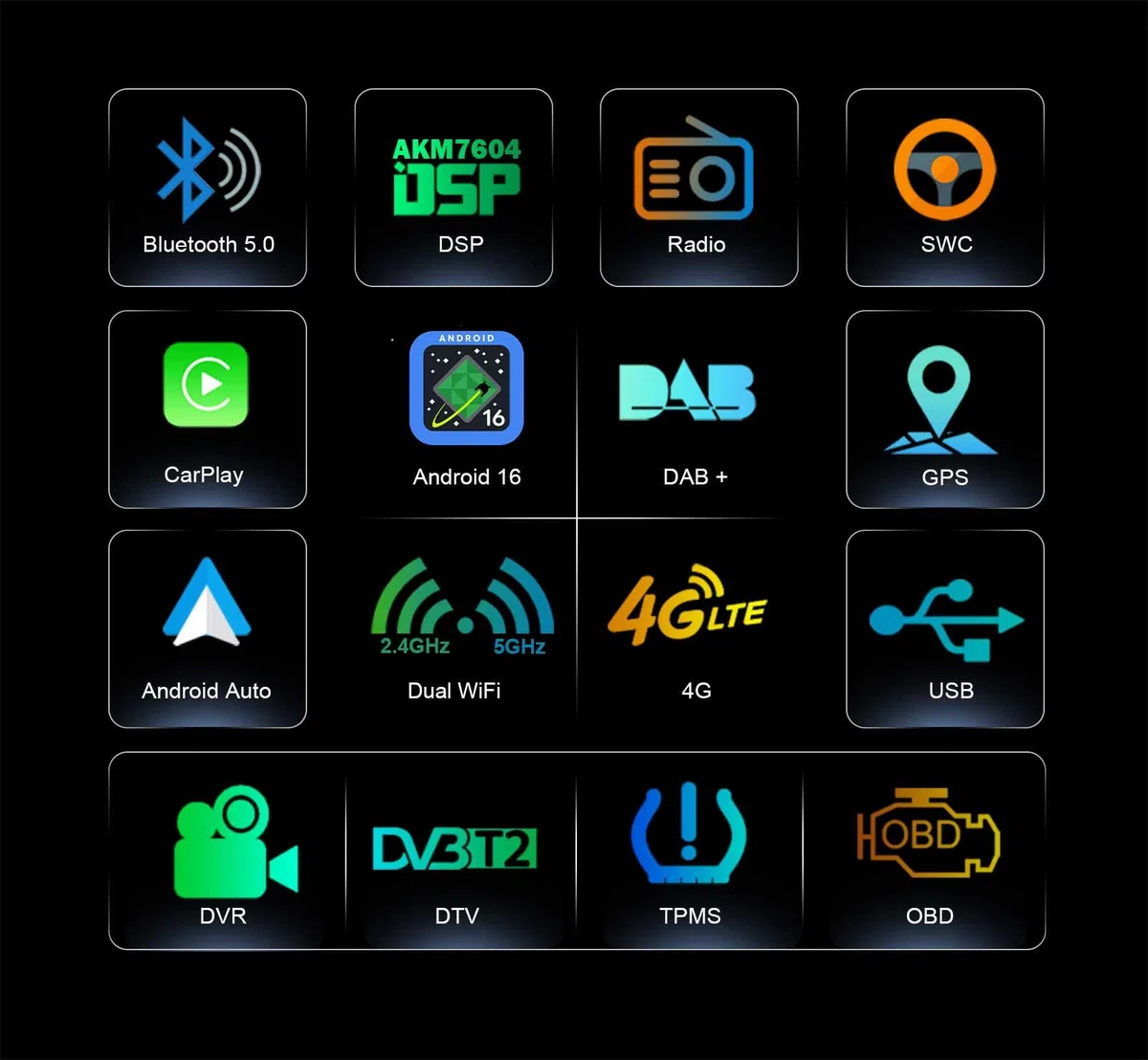 Erisin Android 16 Autoradio CarPlay pour Ford Focus C-Max S-Max Galaxy Kuga