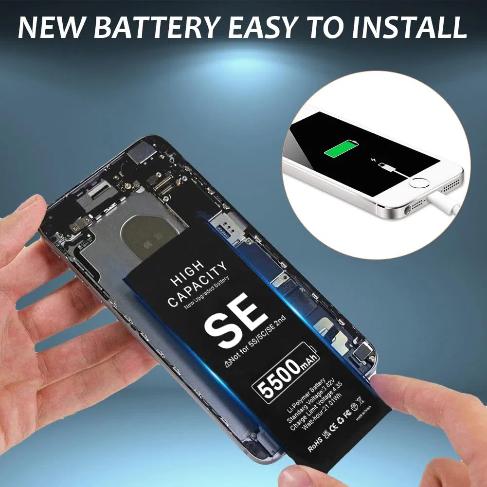 [5500mAh] Batterie pour iPhone SE 2016, Haute capacité Remplacement de Batterie pour iPhone SE 1ère Génération modèles A1662 A1723 A1724 avec kit d'outils