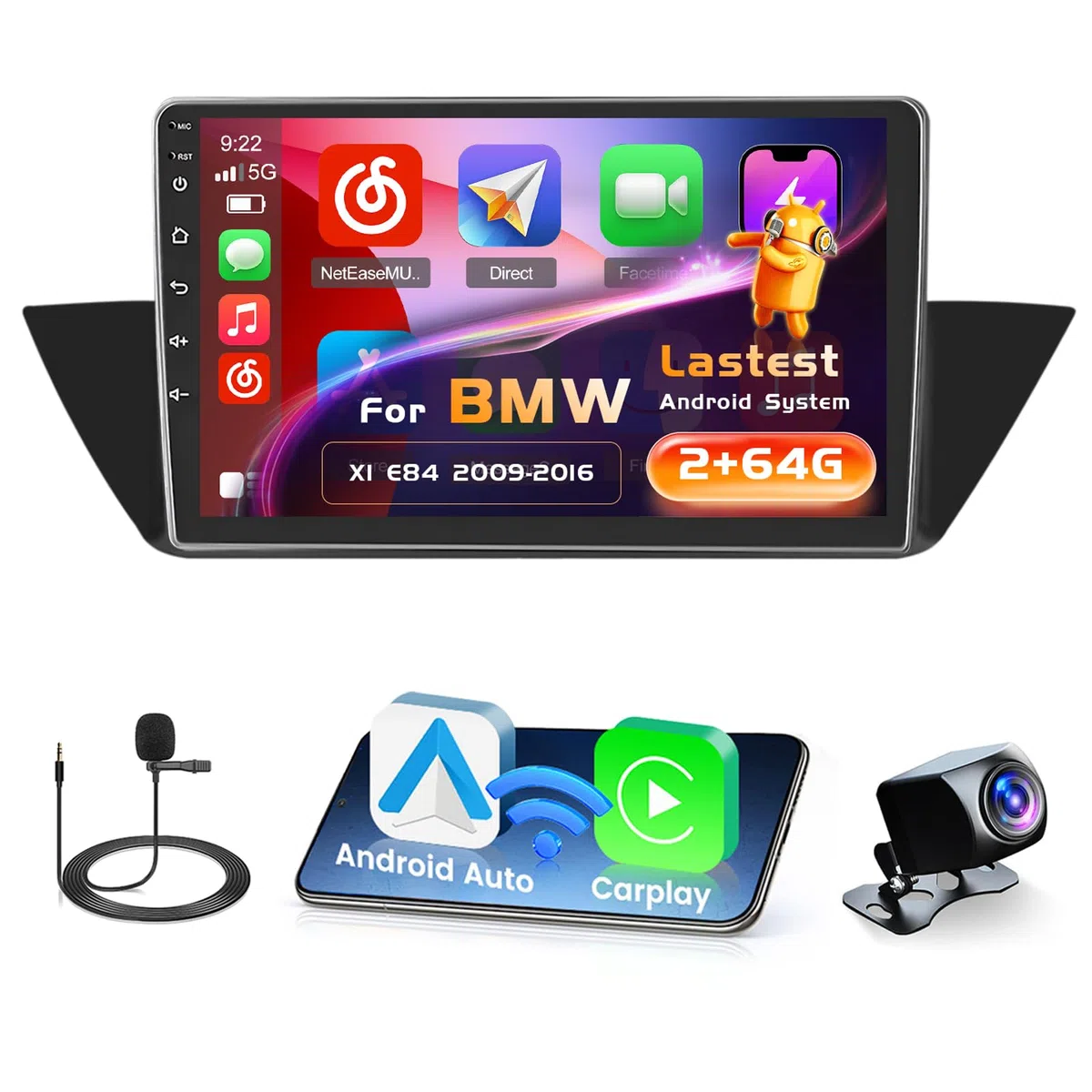 Inefala 2G+64G 10.1'' Android 15 Radio pour BMW X1 E84 2009-2016