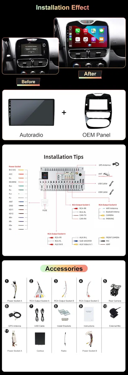 Kec 10.1" [6G+128G] Android 16 Autoradio pour Renault Clio 4 Zoe 2013-2019 avec sans Fil Carplay Android Auto | DSP | Mirror Link | 8-Core IPS Écran Tactile Bluetooth 5.0 GPS Navi WiFi FM