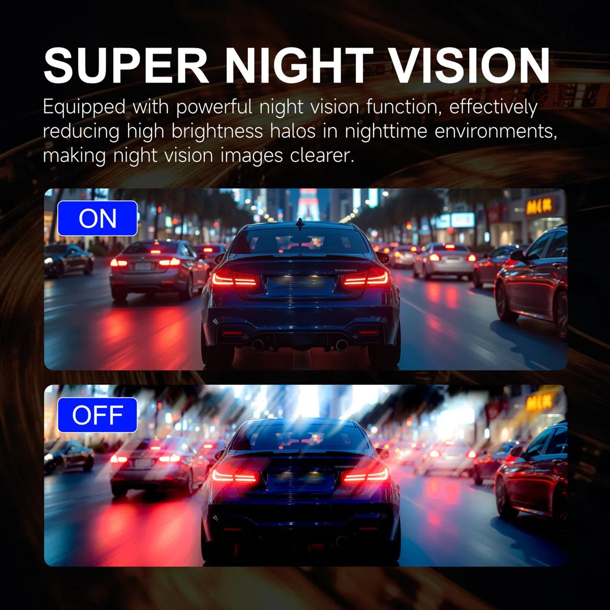 Caméra de sécurité pour véhicule avec objectif 4K 1080p et carte mémoire 32/64 Go pour caméra embarquée avant et arrière