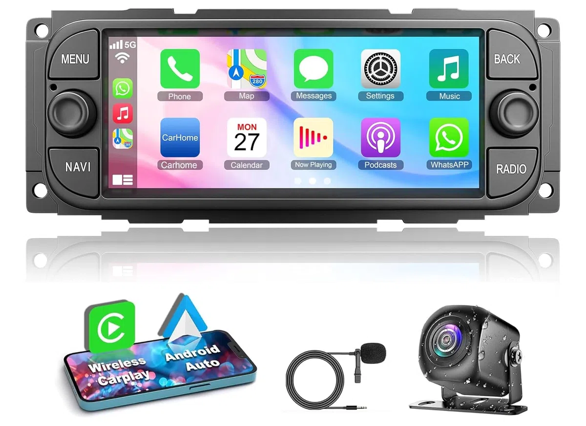 Autoradio pour 13, Navigation, Car Play, 2 Go 32 Go, écran Tactile IPS 6,86 Pouces pour Grand Cherokee 1999-2004, 2002-2007, 300M 2002-2004, PT Cruiser 2003-2005, Sebring