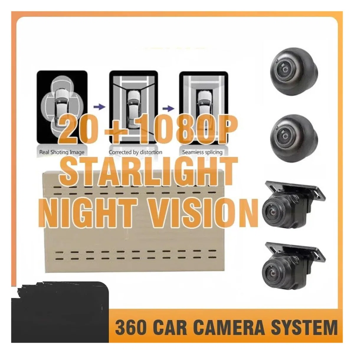 Kit Caméra Recul 4 Caméras Universelles pour Voiture, Vue Surround À 360 Degrés, Stationnement Inversé, Vue D'oiseau, Système Panoramique 2D DVR HD 1080P(32G)