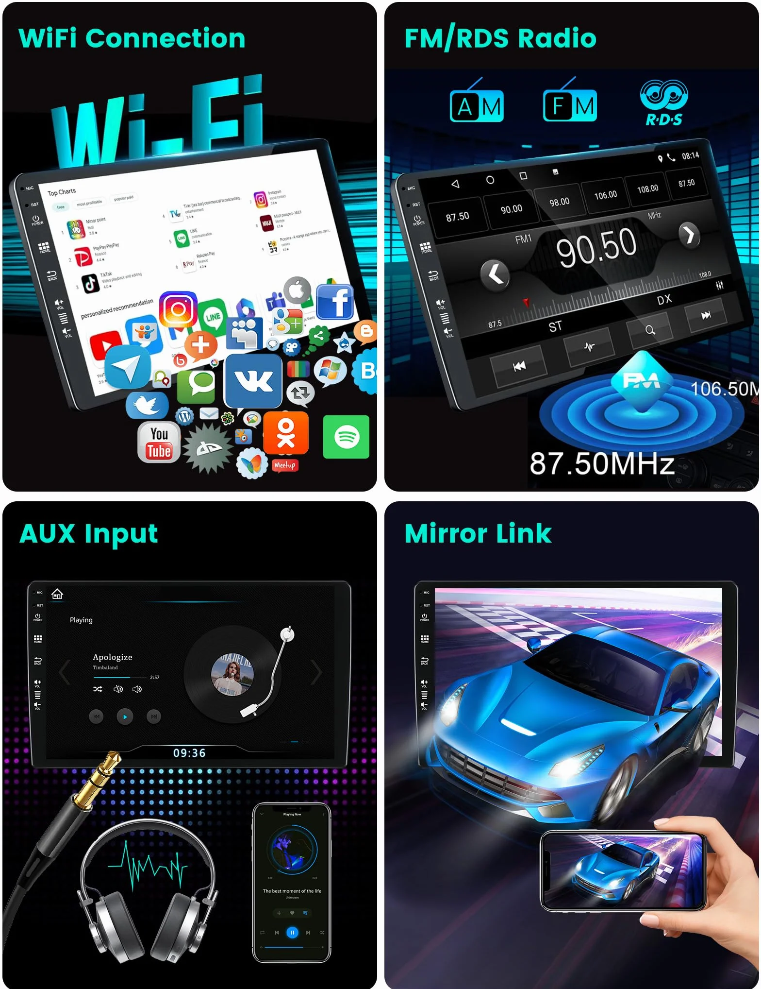 Autoradio pour BMW Mini Cooper Countryman R60 2010-2016 Autoradio Android 16 GPS Navigation avec Commande au Volant BT 5.0 Lien Miroir GPS WiFi CarPlay