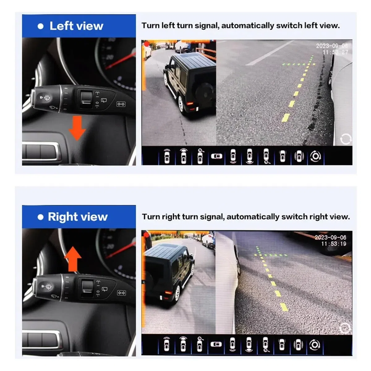 Kit Caméra Recul Caméra Surround View 3.5D AI 360 Degrés AHD 1080P, Vue Arrière/Avant/Gauche/Droite, Enregistreur DConduite 4CH, Système Vision D'oiseau(32G)