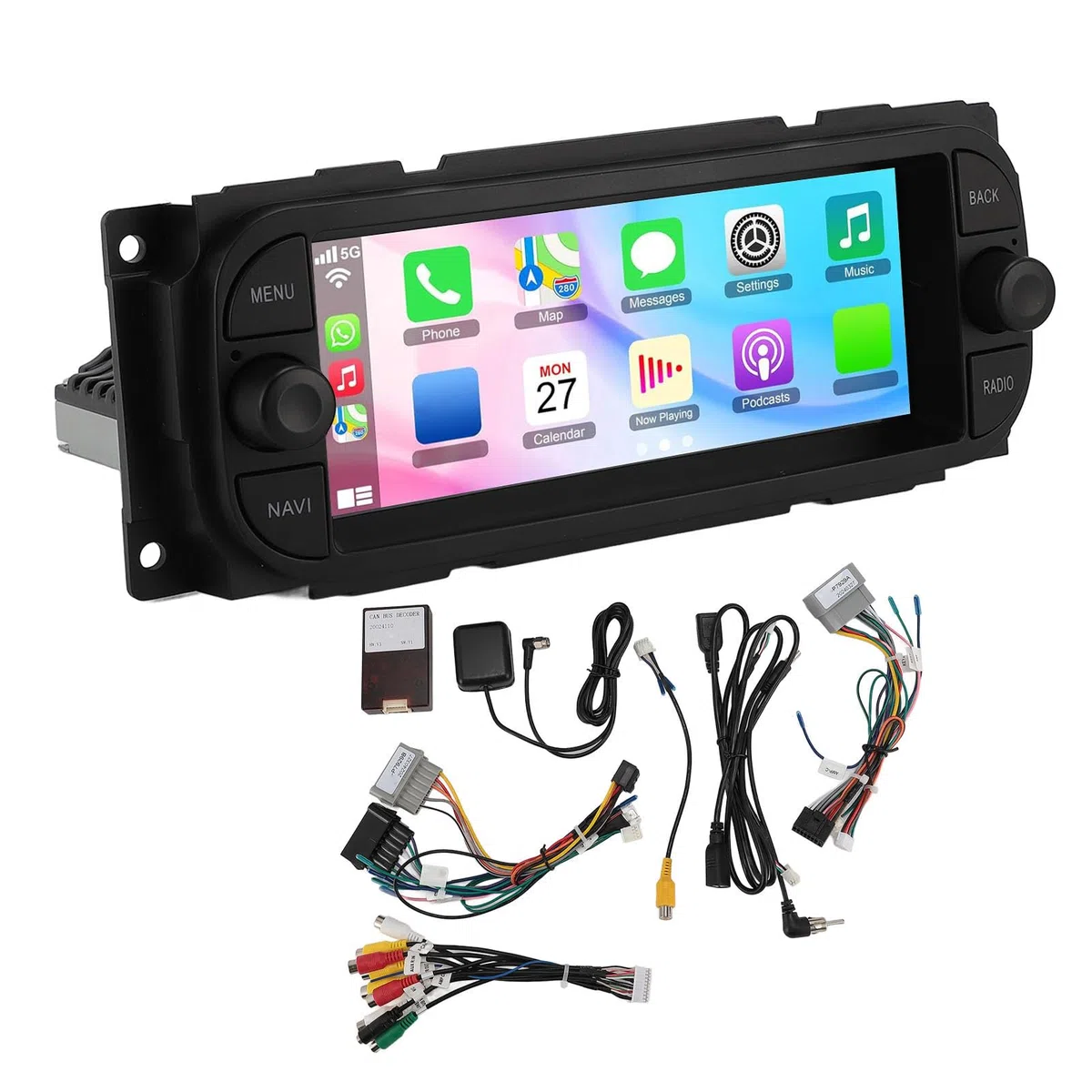 Autoradio pour 13, Navigation, Car Play, 2 Go 32 Go, écran Tactile IPS 6,86 Pouces pour Grand Cherokee 1999-2004, 2002-2007, 300M 2002-2004, PT Cruiser 2003-2005, Sebring