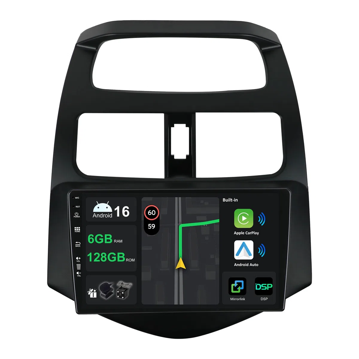 Kec 9" [6G+128G] Android 16 Autoradio pour Chevrolet Spark Beat 2010-2014 avec sans Fil Carplay Android Auto | DSP | Mirror Link | 8-Core IPS Écran Tactile Bluetooth 5.0 GPS Navi WiFi FM