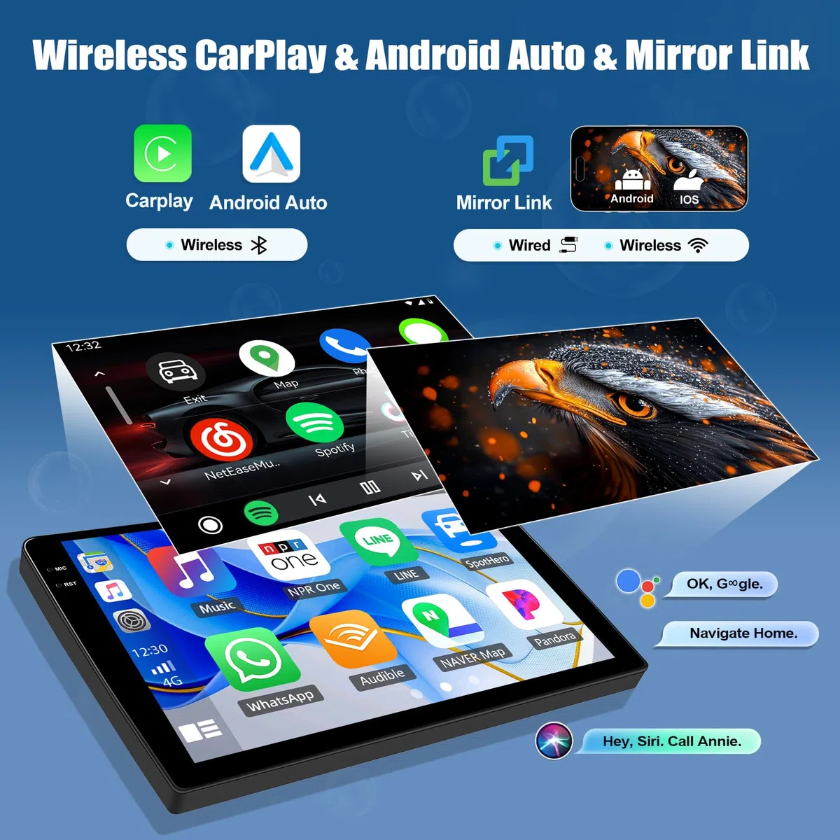 OiLiehu 4G+128G Android 15 Autoradio pour Kia Rio 2012-2015 avec CarPlay Android Auto sans Fil, 9“ INCELL Écran Tactile Radio avec GPS WiFi Lien Miroir Bluetooth FM/RDS EQ SWC Caméra Arrière