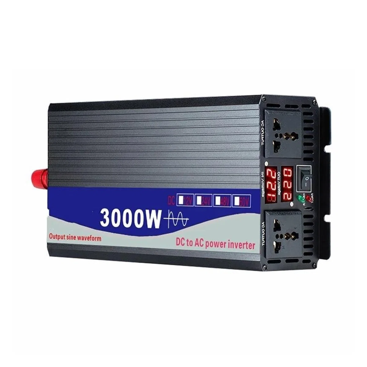 Onduleur De Voiture 3000W Onde Sinusoïdale DC 12V 24V 48V 60V À ​​AC 220V Convertisseur De Puissance Double Prise Convertisseur Solaire Convertisseur Tension Convertisseur (Couleur : 24V, Size : 240