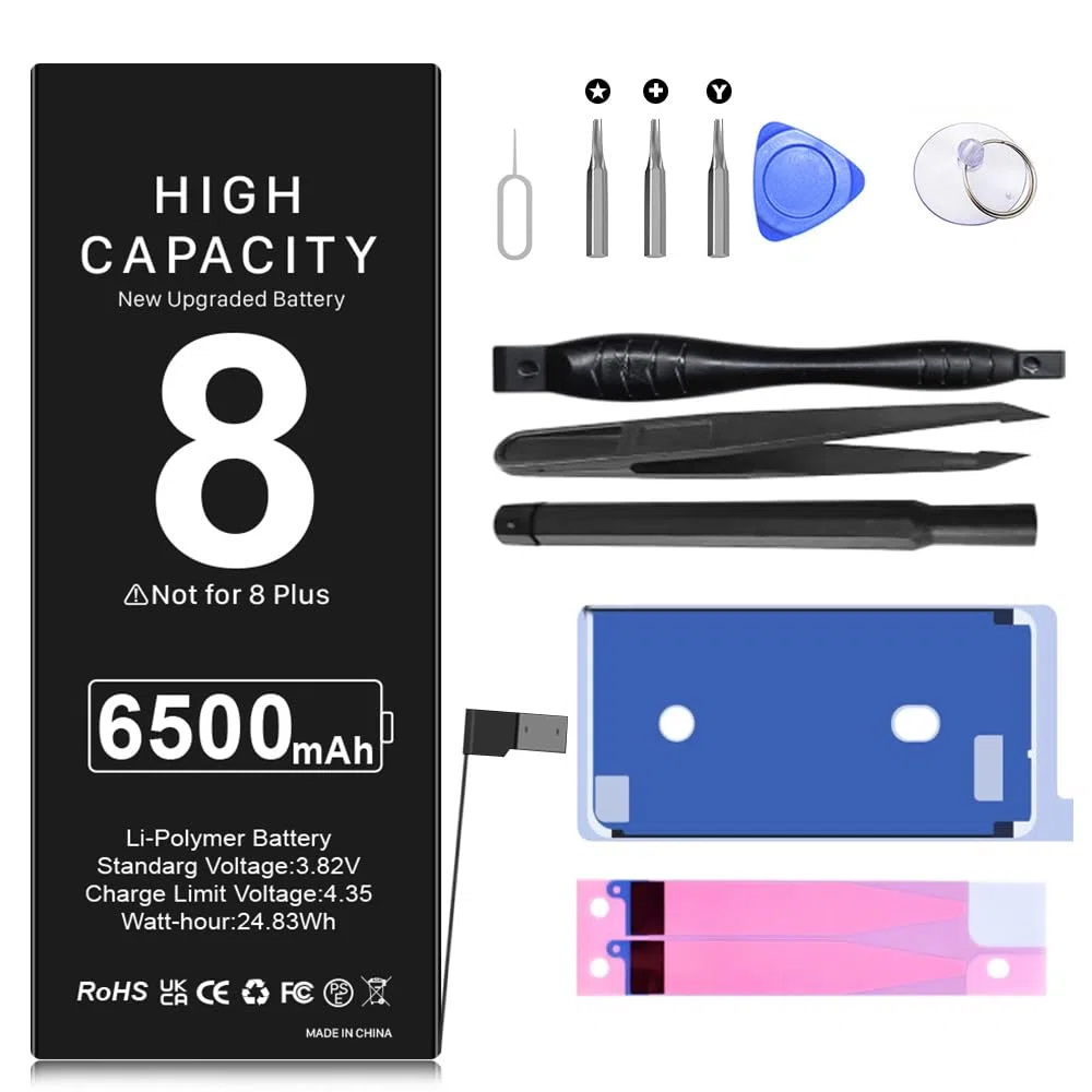 [6500mAh] Batterie pour iPhone 8, Batterie de Remplacement Haute capacité pour iPhone 8 A1863, A1905, A1906 avec kit d'outils de réparation